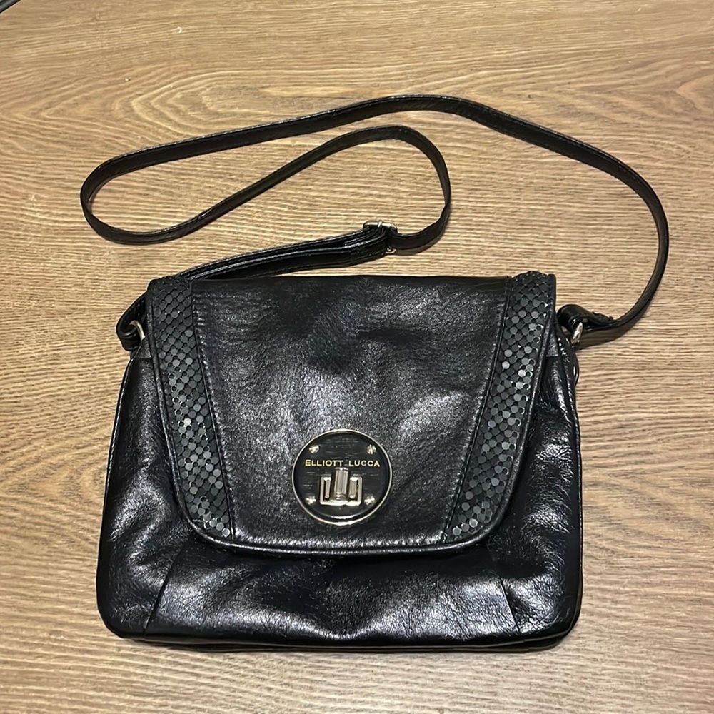 Elliott Luca Crossbody Bag Black Leather Gem